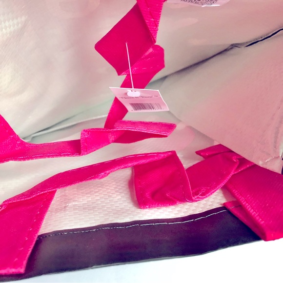 3/$15 NEW EARTHWISE Reusable Grocery Bag LOVE IS ALL YOU NEED Black Pink 13.5” - Picture 5 of 15